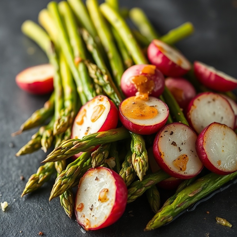 easy roasted asparagus and radishes