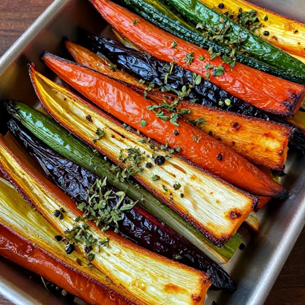 easy roasted rainbow vegetables