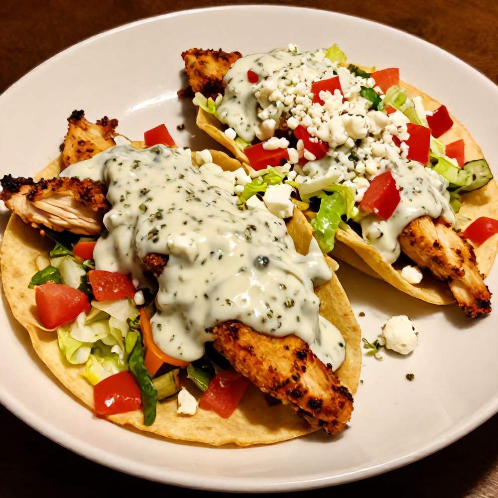Plated Sheet Pan Chicken Pita with Herby Ranch Sauce