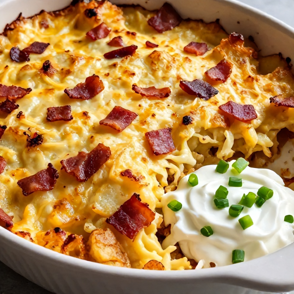 Finished Slow Cooker Cowboy Potato Casserole