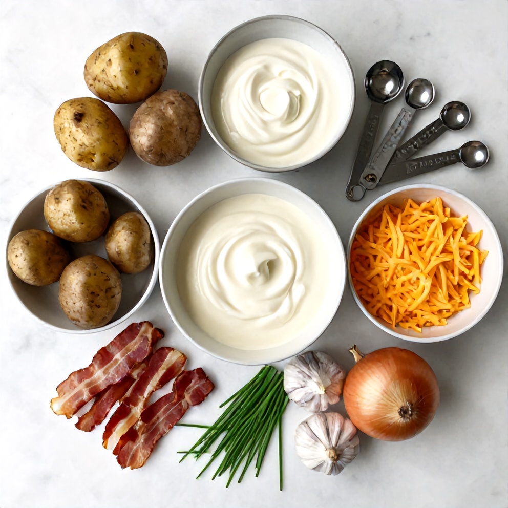 Raw Ingredients for Slow Cooker Cowboy Potato Casserole