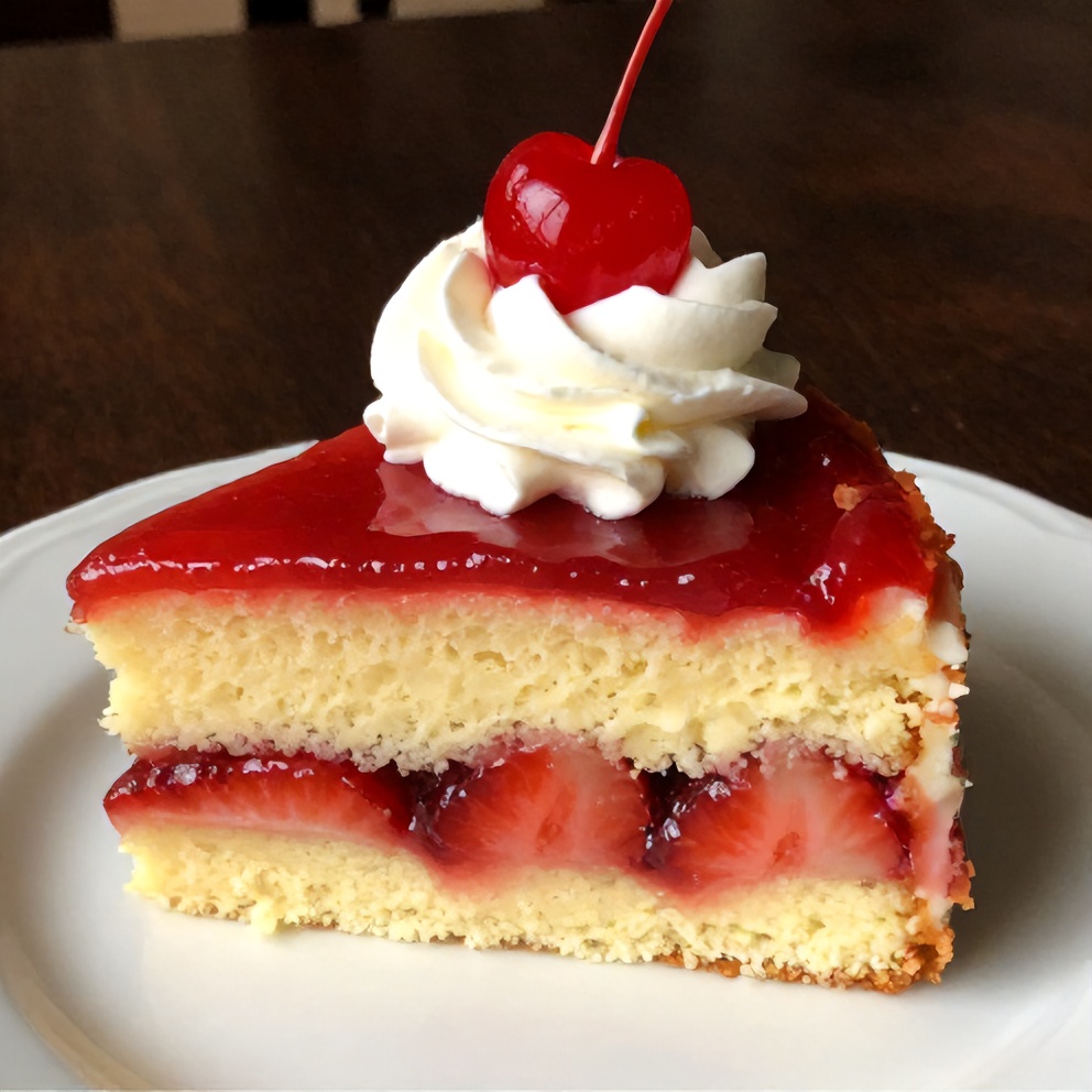 Sliced Strawberry Earthquake Cake on a plate