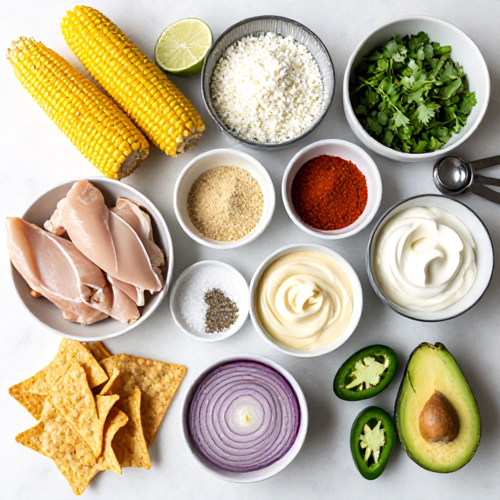 Raw Ingredients for Street Corn Chicken Bowl