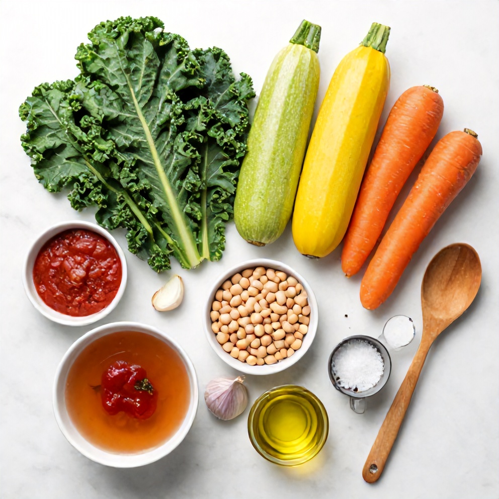 Raw Ingredients for Easy Summer Minestrone Soup