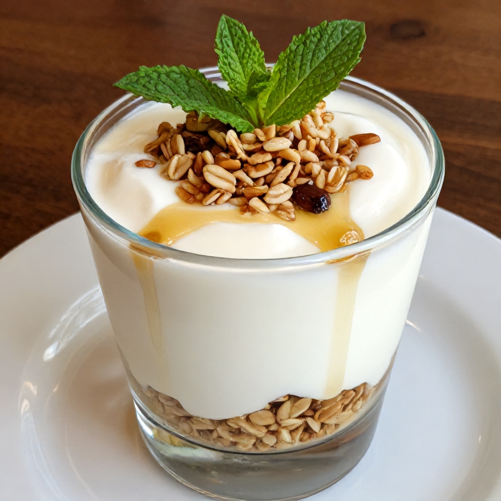 Finished Yogurt Parfait with Honey Drizzle