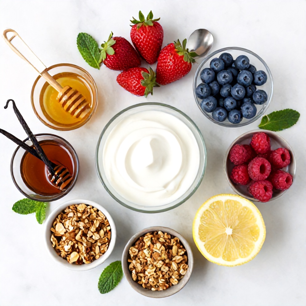 Ingredients for Fresh Berry Yogurt Parfait