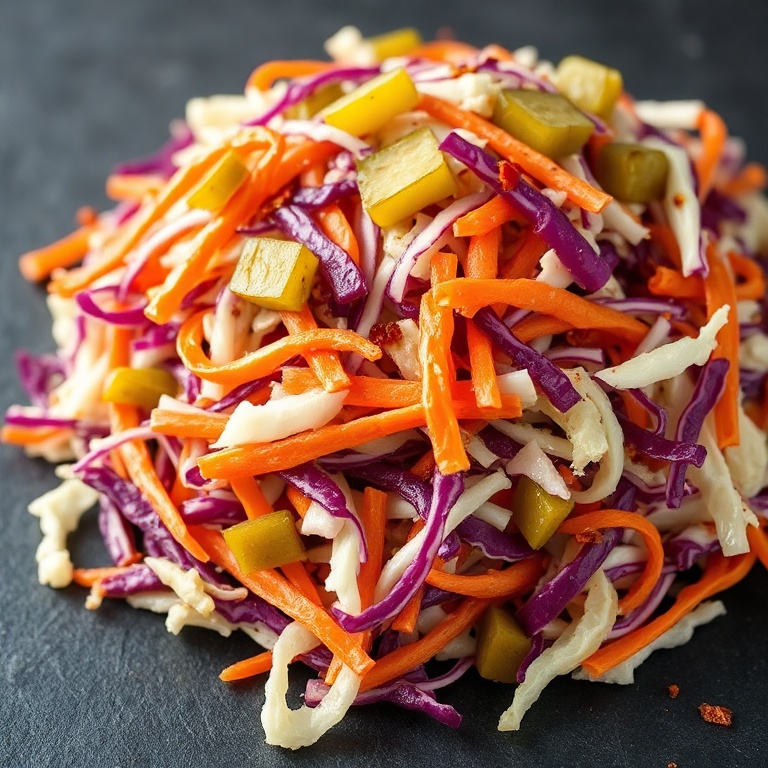 easy sweet and spicy pickle slaw recipe