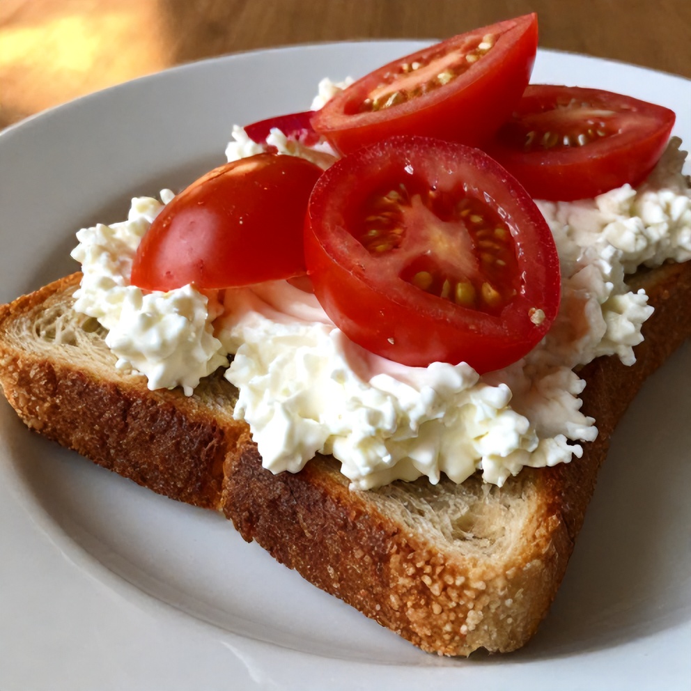 Easy Tomato Cottage Cheese Toast