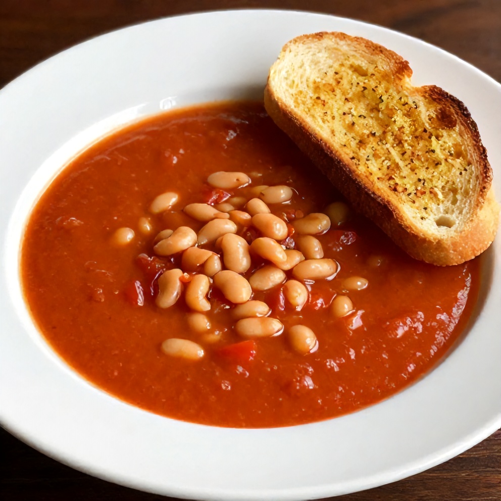 Tomato and White Bean Soup with Garlic Toast