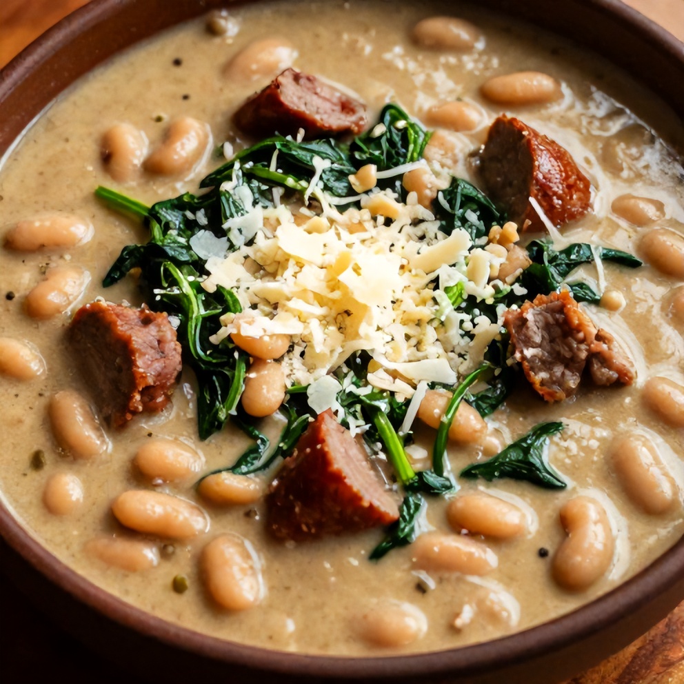 Bowl of Creamy Tuscan White Bean Soup