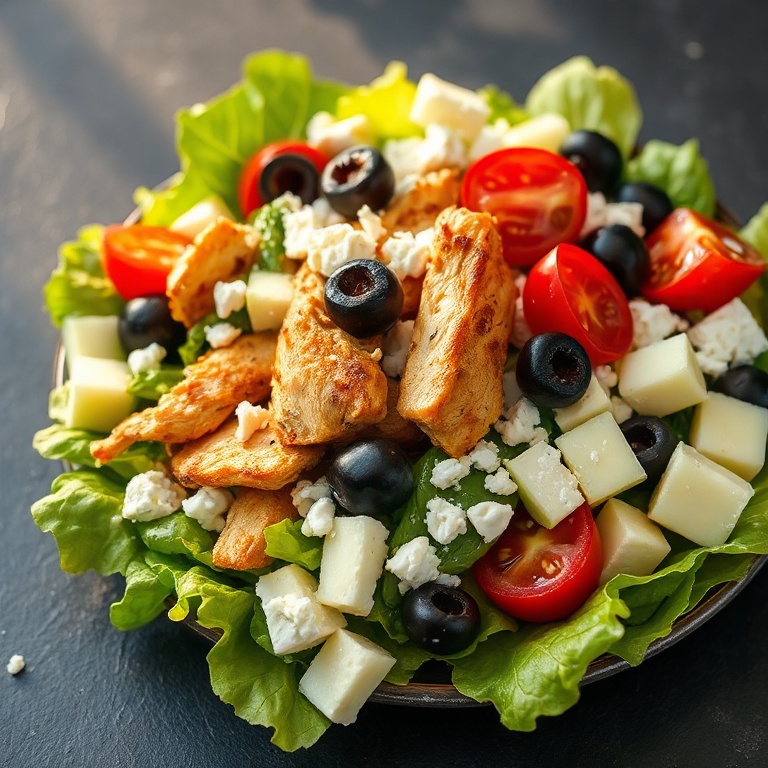 fresh Greek Cobb salad with chipotle chicken