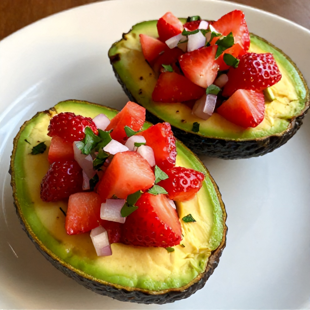 Fresh Strawberry Salsa Stuffed Avocados