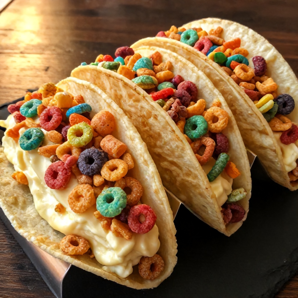 Fruity Pebbles Cheesecake Tacos