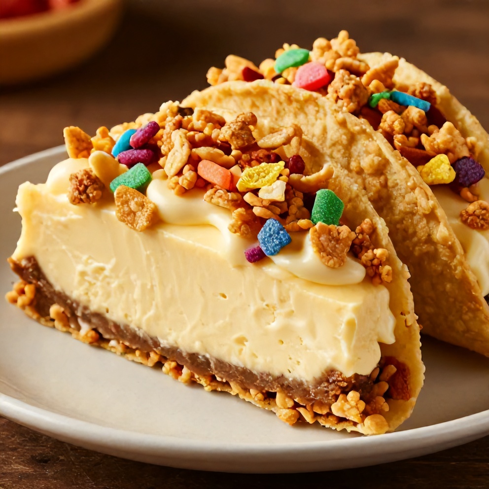 Fruity Pebbles Cheesecake Tacos Ready to Serve
