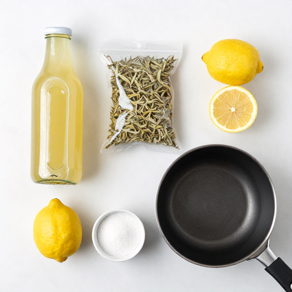 Raw ingredients for guava white tea lemonade