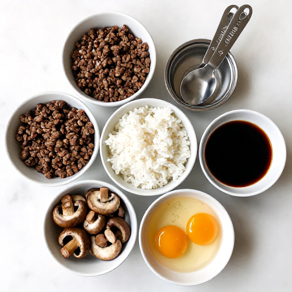 Raw ingredients for Hawaiian Loco Moco
