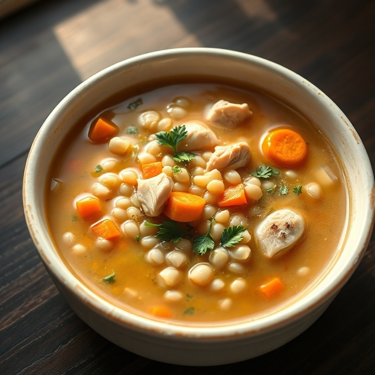 hearty chicken barley soup