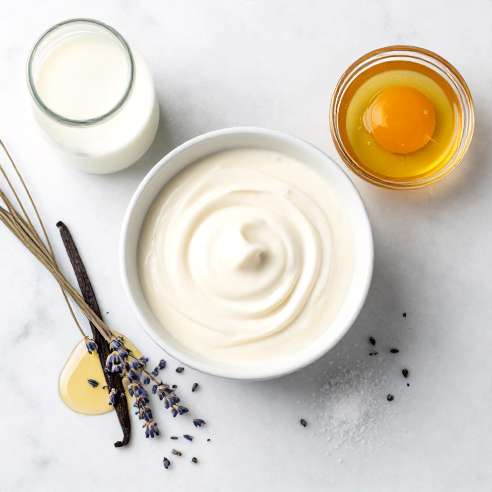 Raw Ingredients for Honey Lavender Ice Cream