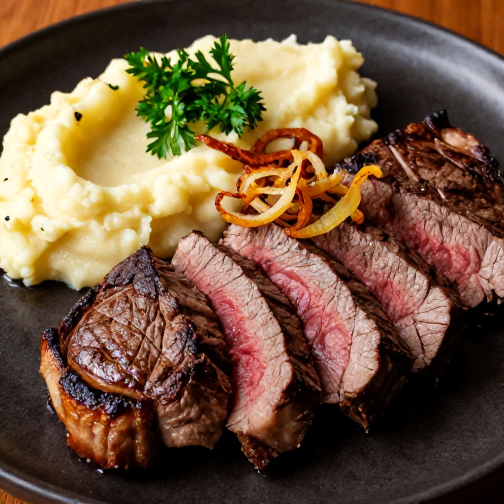 Irish Whiskey Steak with Colcannon Mash