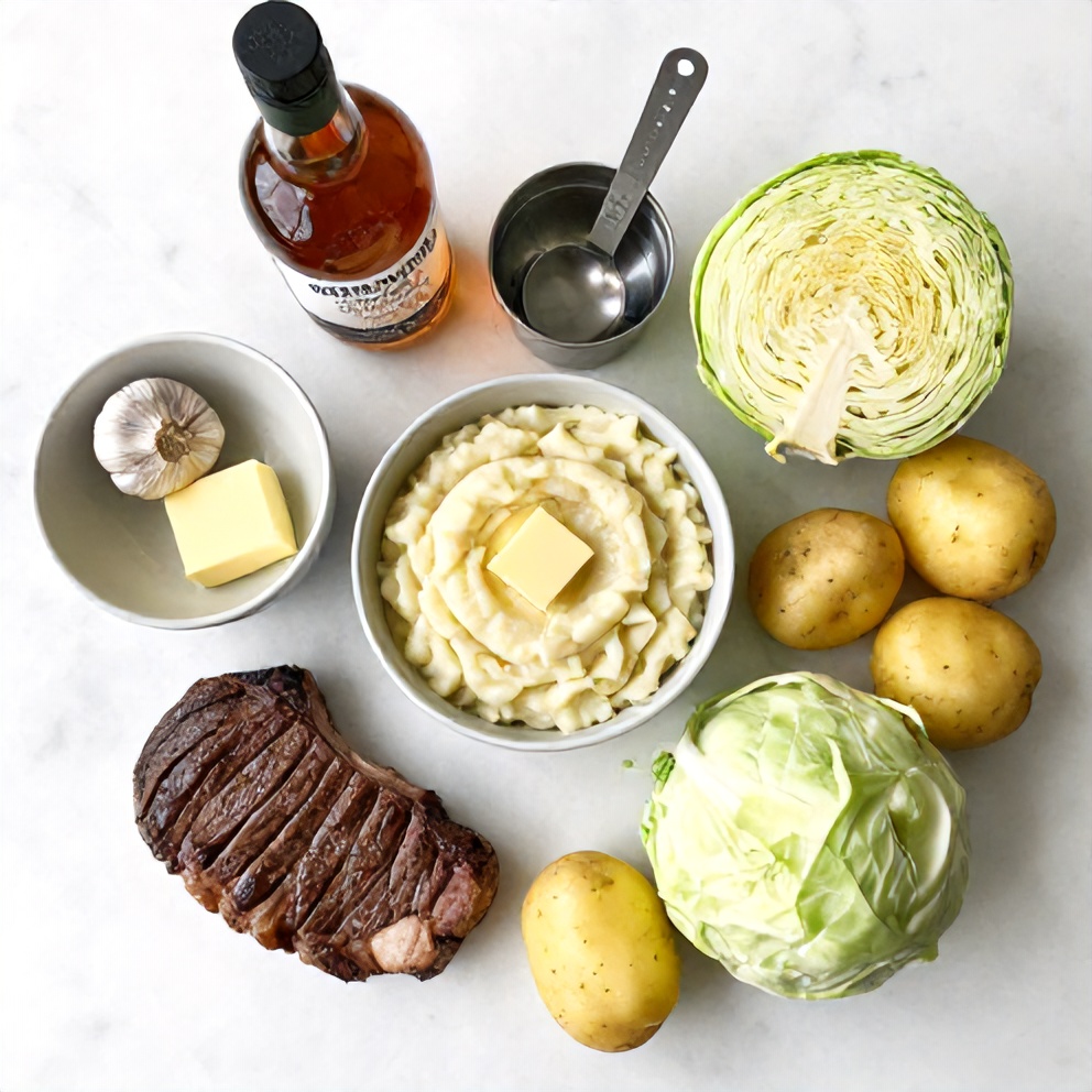 Ingredients for Irish Whiskey Steak with Colcannon Mash