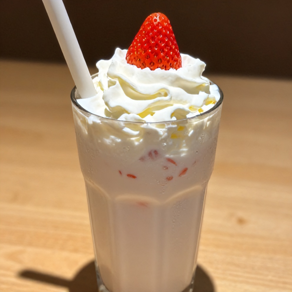 Korean strawberry milk with a straw