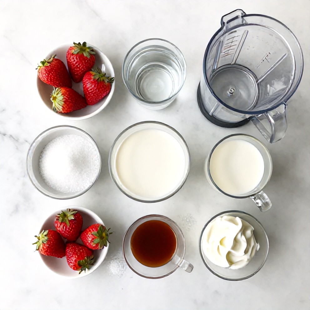 Raw ingredients for Korean strawberry milk