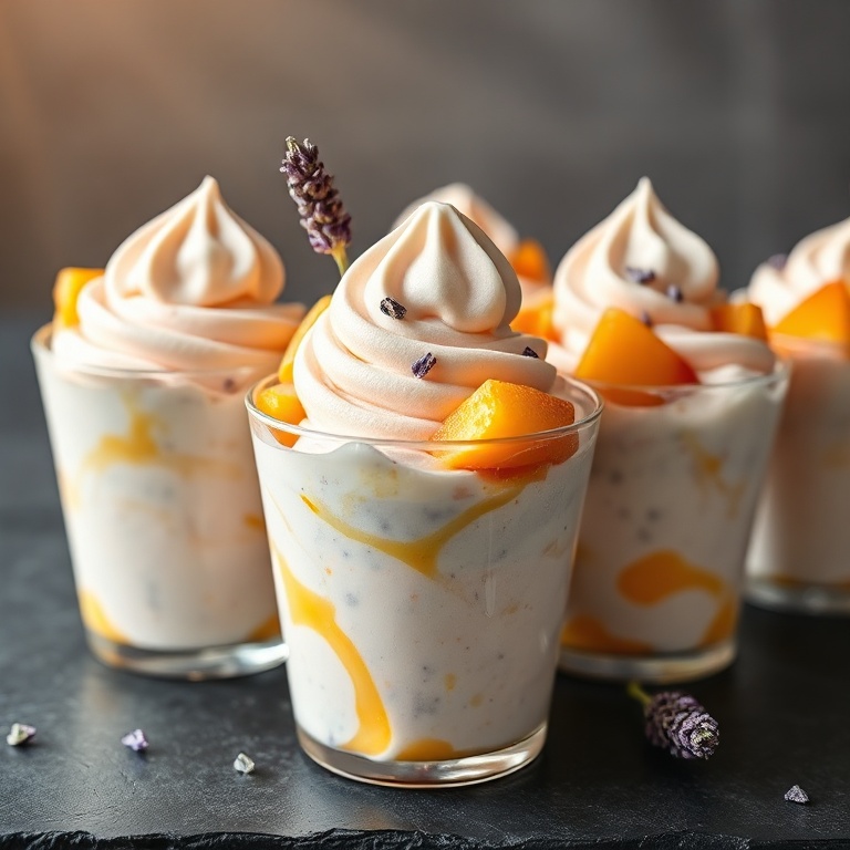 lavender honey frozen yogurt peach cups