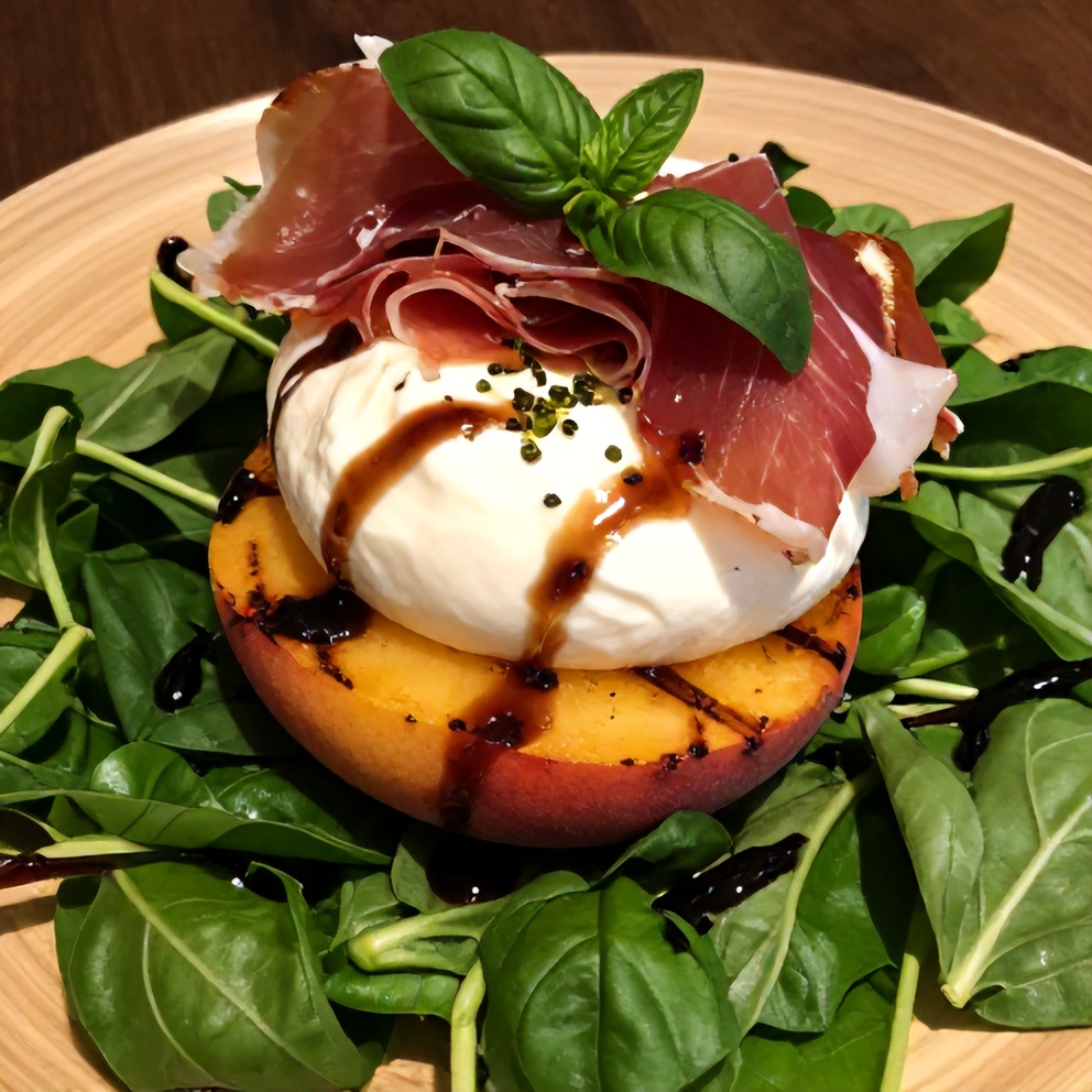 Mediterranean Grilled Peach Salad with Burrata