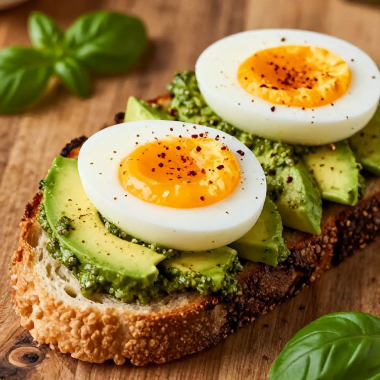 pesto eggs on avocado toast
