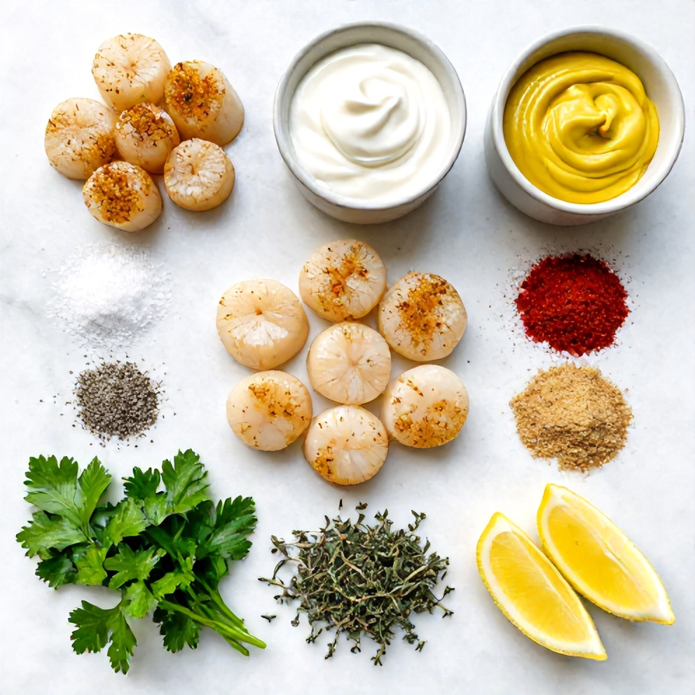 Raw Ingredients for Quick Cajun Scallops