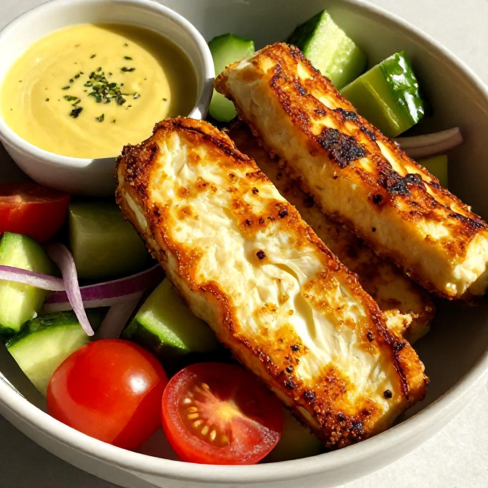 crispy halloumi bowl