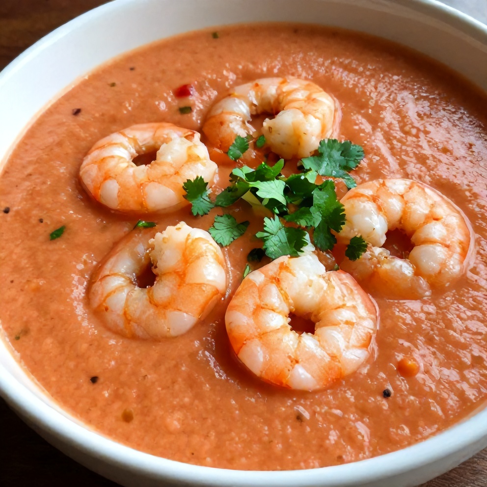 refreshing summer gazpacho with shrimp