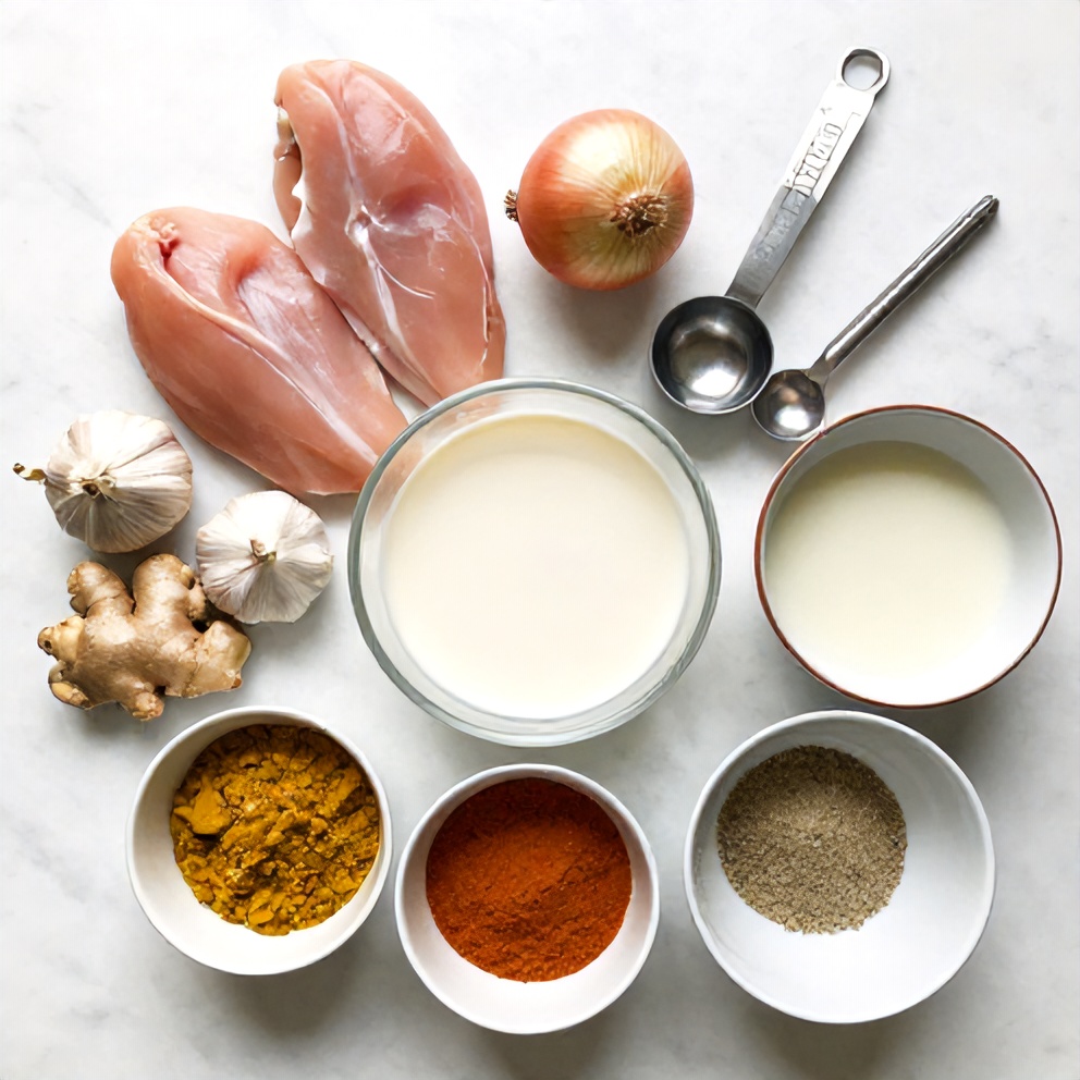 Raw Ingredients for Slow Cooker Chicken Curry