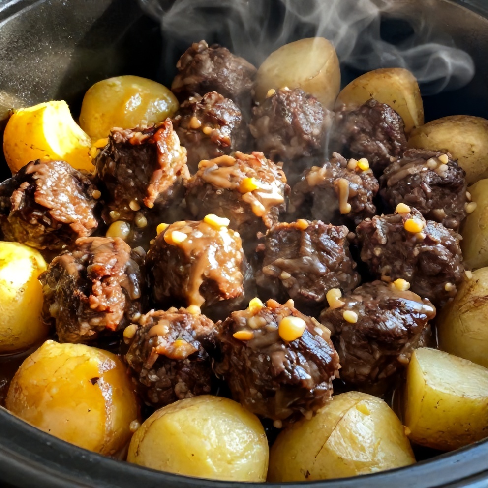 Slow Cooker Garlic Butter Beef Bites