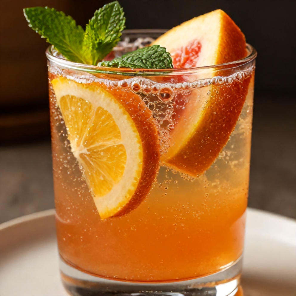 Sparkling fruit punch served in a glass
