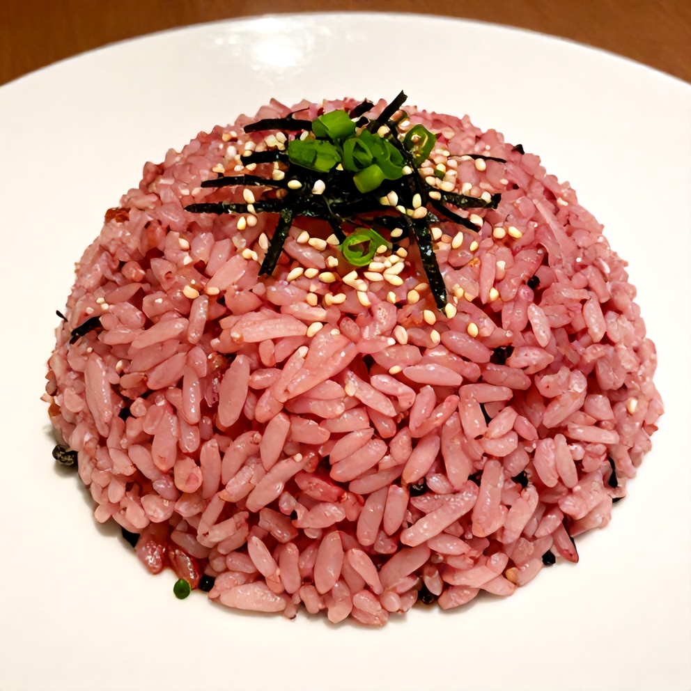 Finished Vibrant Pink Sushi Rice