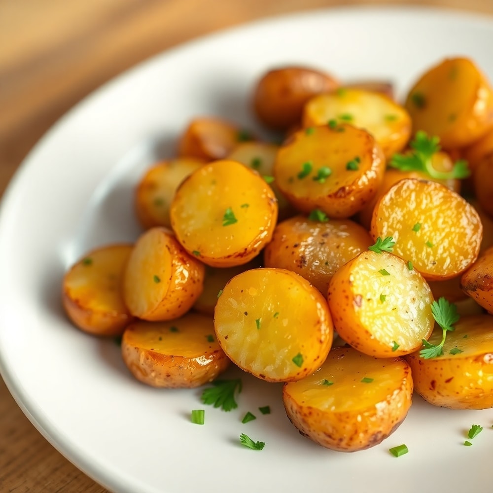Plated air fryer baby potatoes