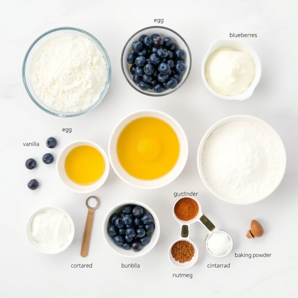 Raw ingredients for Air Fryer Blueberry Cottage Cheese Donut Holes