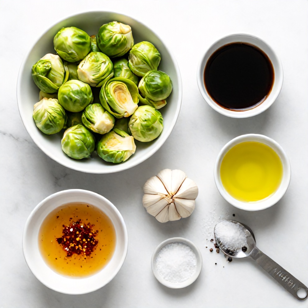 Raw ingredients for Air Fryer Brussels Sprouts