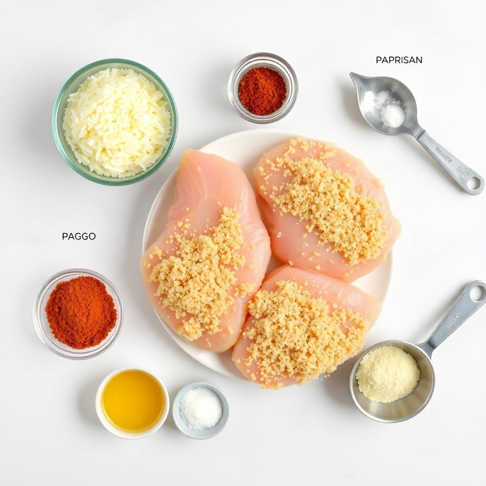 Raw ingredients for Crispy Parmesan Chicken Cutlets