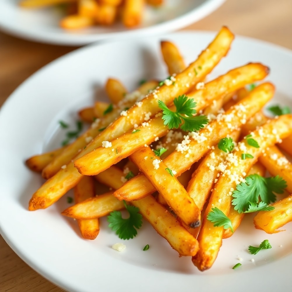 Crispy Air Fryer Garlic Parmesan Fries Close-up
