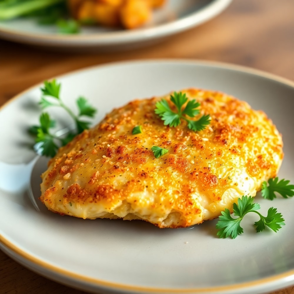 Plated Air Fryer Parmesan Chicken