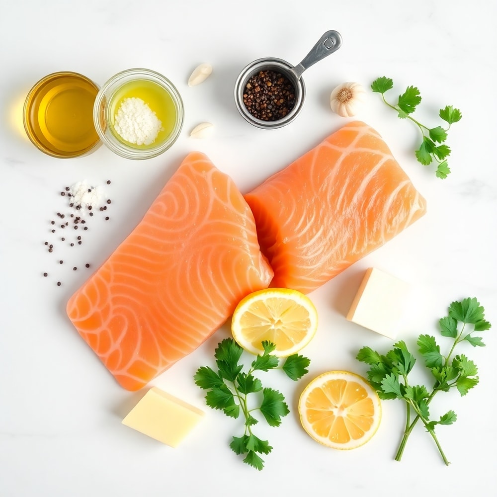 Raw ingredients for Air Fryer Salmon recipe