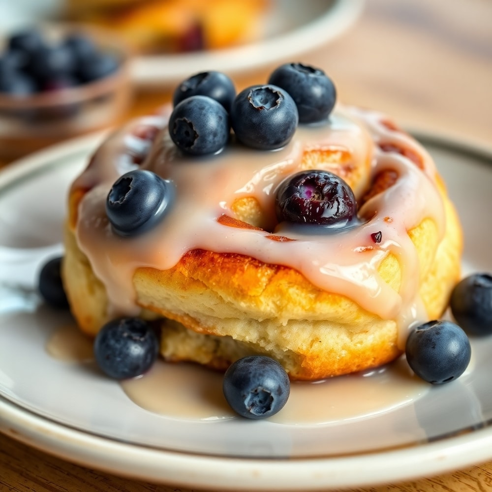 Blueberry Cinnamon Rolls with Fresh Blueberries