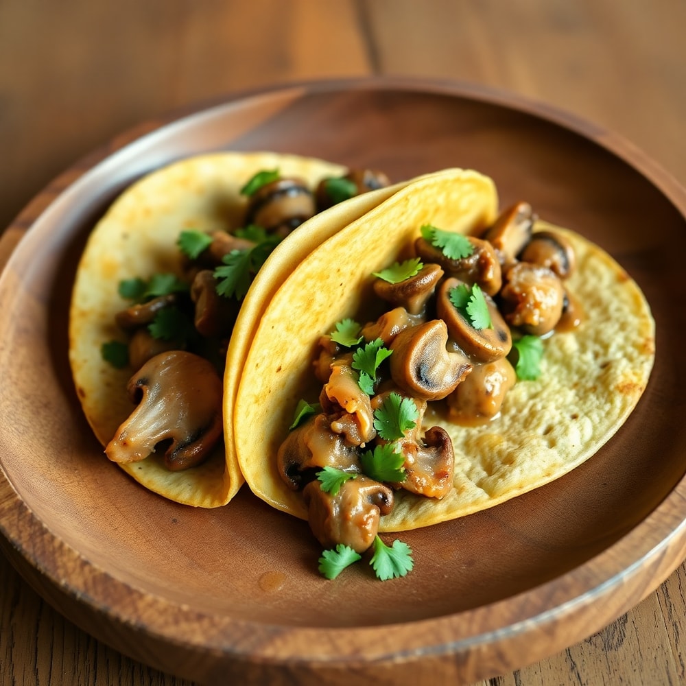Mushroom Tacos Ready to Serve