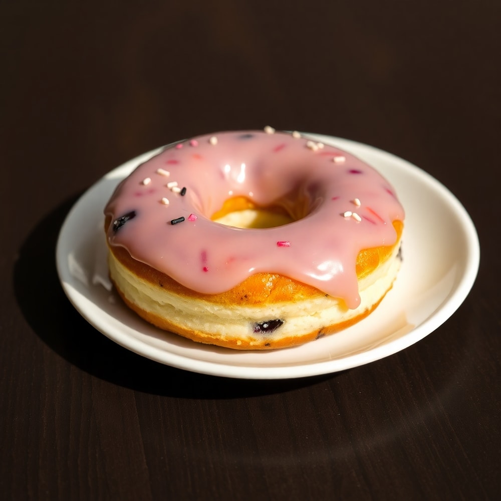 Blueberry cake donuts glazed and ready to serve