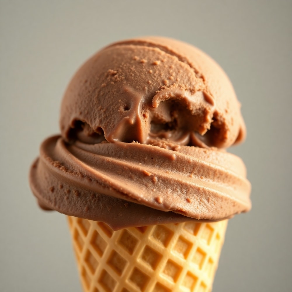 Scoop of Chocolate Greek Yogurt Ice Cream on a cone