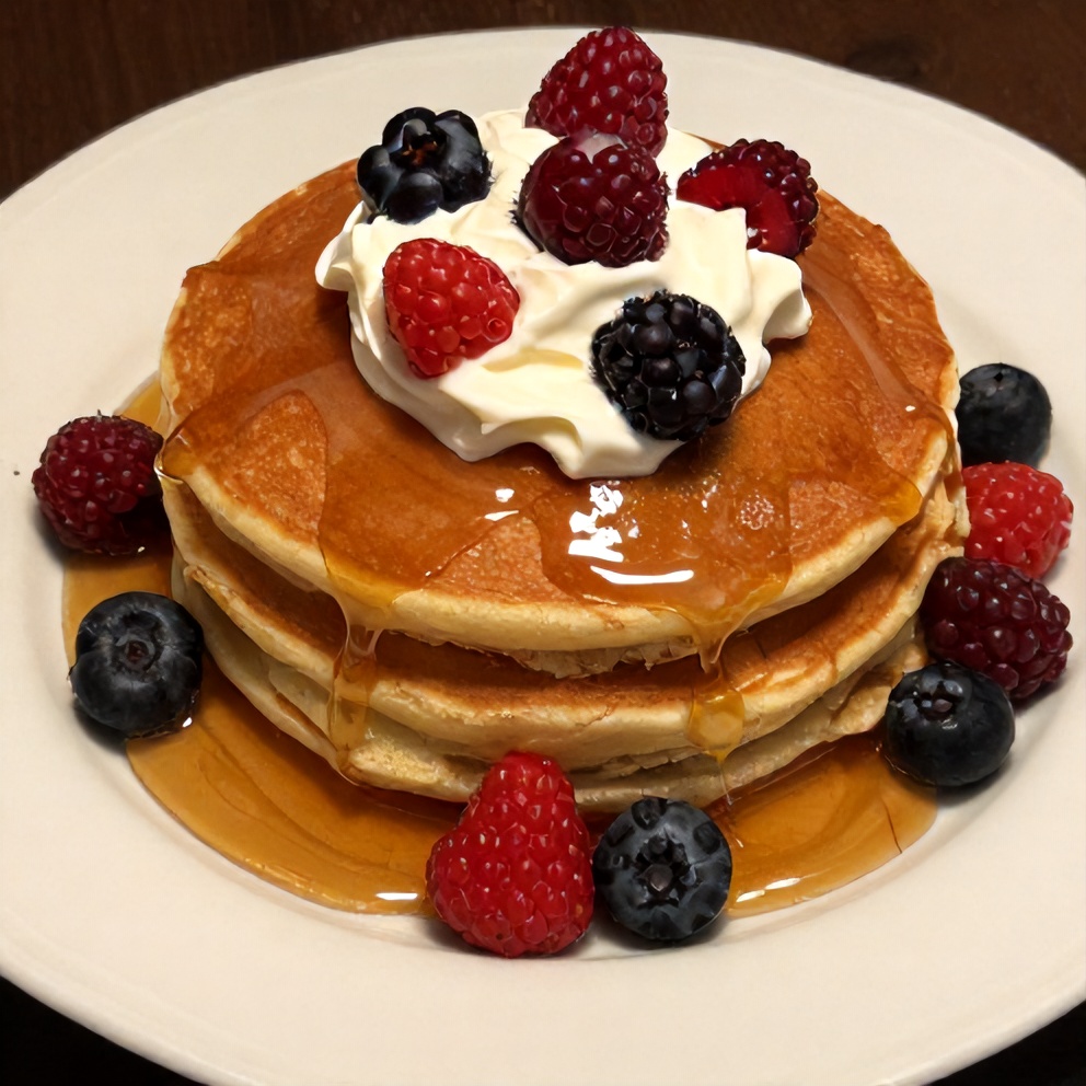Plated Cinnamon Sugar Churro Pancakes