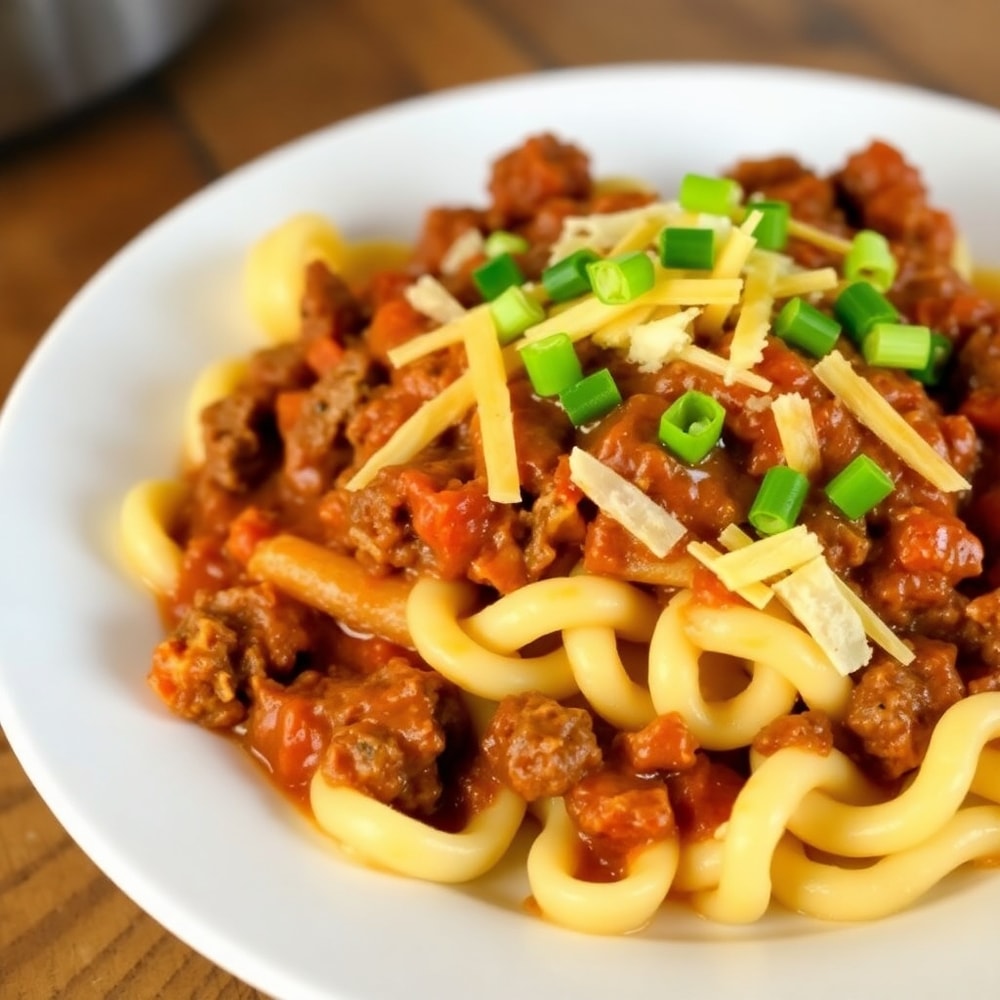 Plated Serving of Crock Pot Goulash