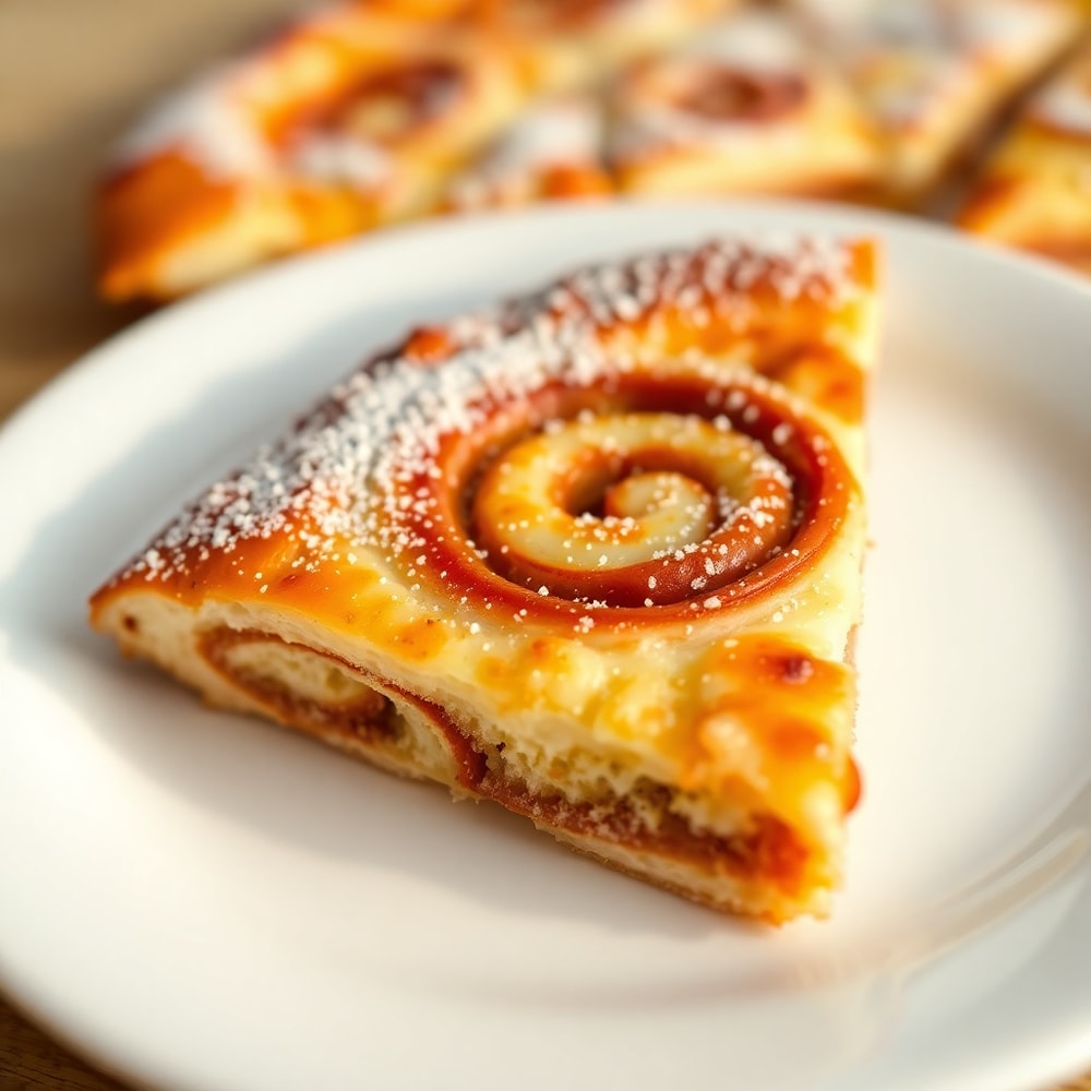 Slice of Sweet Cinnamon Swirl Pizza on a white plate